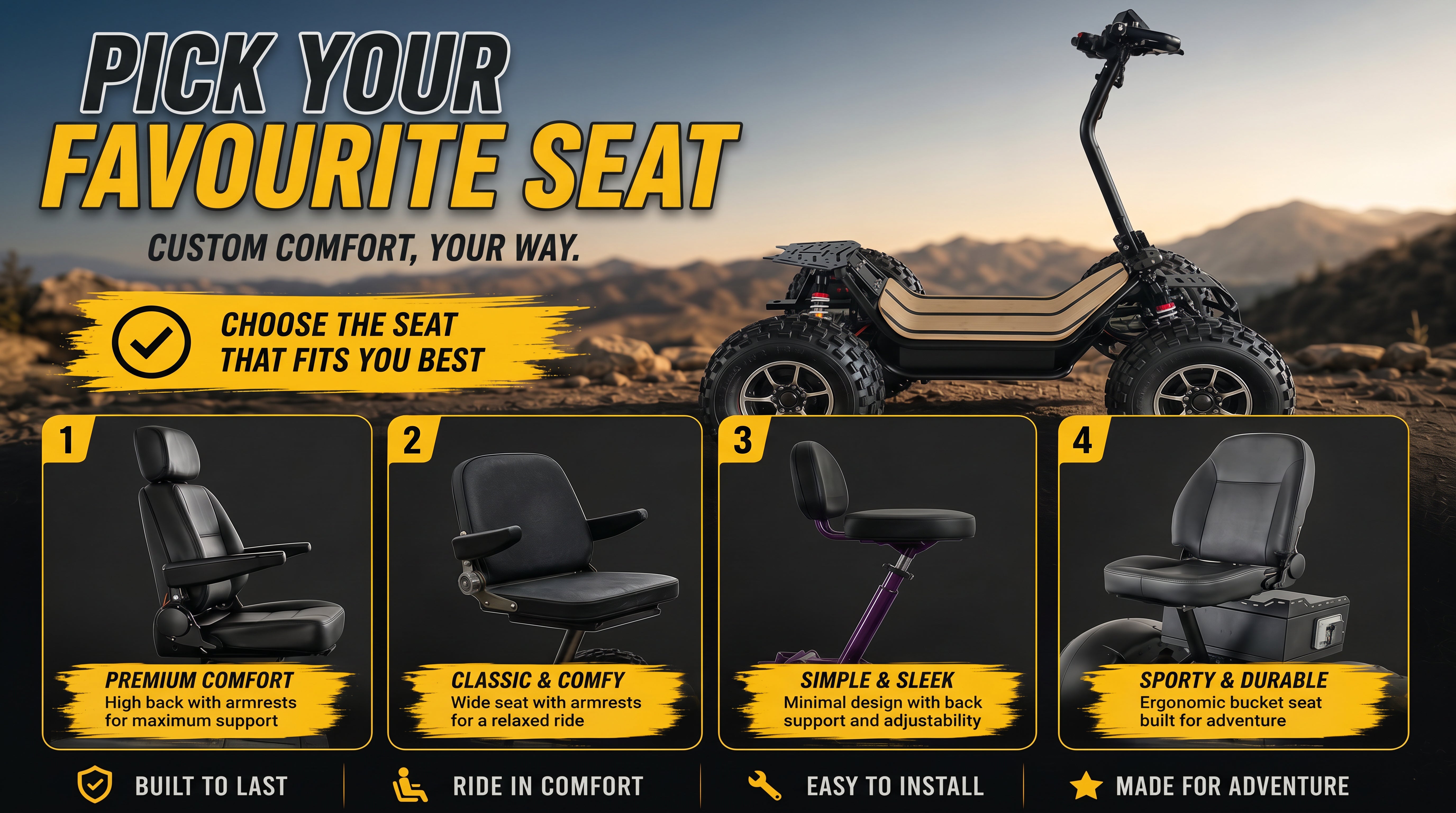 All-Terrain 4WD E-Scooter Foldable ATV 6000W